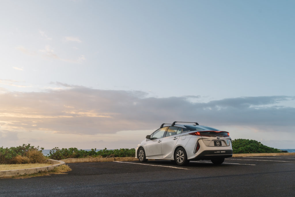 Hui car parked at Sandy Beach.